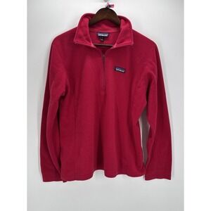 Patagonia Womens M 1/4 Zip Fleece Jacket Red Pink Outdoor Hiking Fall 2015
